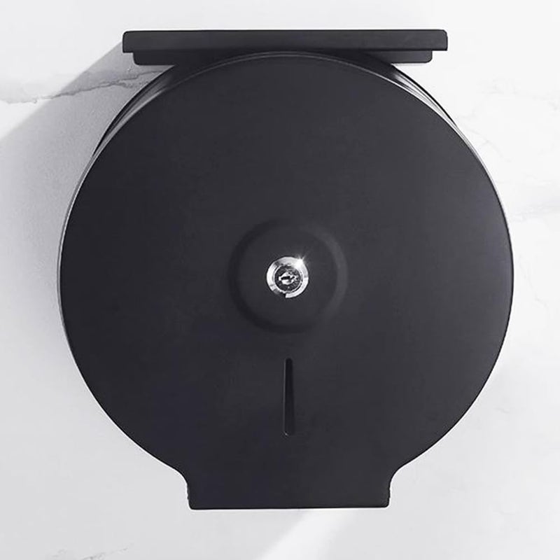 TOBEFORT Commercial Jumbo Toilet Paper Dispenser with Shelf, Black Stainless Steel Toilet Paper Holder Wall Mount, 9 Inch Bathroom Tissue Roll Dispenser with Lock Key - Image 1